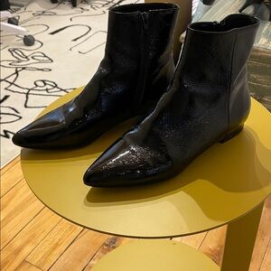 Black Patent Leather Ankle Boots